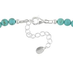 Sterling Silver White Coin Pearl and Turquoise Bracelet (12-15 mm)