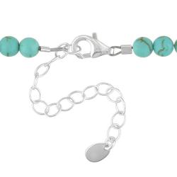 Sterling Silver Round Turquoise and White Coin Pearl Necklace (12-15 mm)
