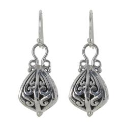 Sunstone Sterling Silver Bali Drop Earrings