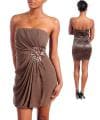Stanzino Women's Brown Pleated Bodice Strapless Dress