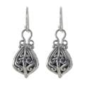 Sunstone Sterling Silver Bali Drop Earrings