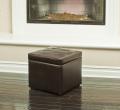 Square Brown Tufted Storage Ottoman