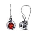 Sterling Silver Faceted Garnet Dangle Earrings (Indonesia)