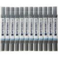 Zig Kurecolor Twin Tip Grey Markers (Pack of 12)