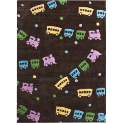 Handmade Luna Deco Kids Train Rug (3'6 x 5'6)