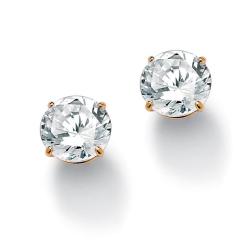 Ultimate CZ 10k Gold Round Cubic Zirconia Stud Earrings