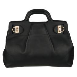 Salvatore Ferragamo 'East-West' Black Leather Tote Bag