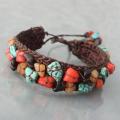 Cotton Serenity Turquoise/ Onyx/ Carnelian/ Coral Bracelet (Thailand)
