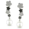 18k Gold Pearl and 4/5ct TDW Black and White Diamond Earrings (GH, ...