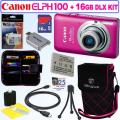 Canon Powershot Elph 100 HS 12.1MP Pink Digital Camera with 16GB Kit