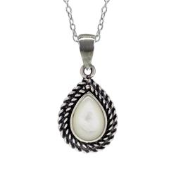 Sunstone Sterling Silver White Mother of Pearl Roped Edge Necklace