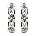 Sunstone Sterling Silver Oxidized Filigree Semi-hoop Earrings