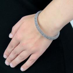 Stainless Steel Beaded Cuff Bracelet