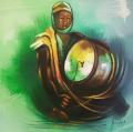 Nana Kojo 'African Drummer' Unframed Canvas Painting (Ghana)