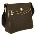 RIONI Brown Monogrammed Canvas Messenger Bag