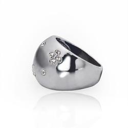 Silvertone Rhodium-plated Crystal Cocktail Ring