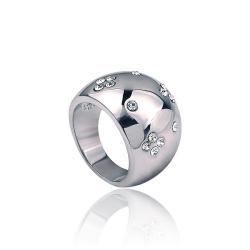 Silvertone Rhodium-plated Crystal Cocktail Ring