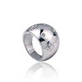 Silvertone Rhodium-plated Crystal Cocktail Ring