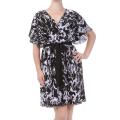 Tabeez Women's Plus Size Black/White Brushstroke Kimono Dress