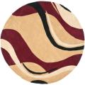 Handmade Avant-garde Waves Beige Rug (7' Round)