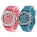 Geneva Platinum Women's Rhinestone-accented Silicone Watch (Set of 2)