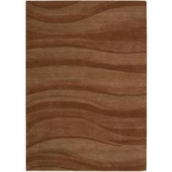 Hand-tufted Rolling Waves Terracotta Wool Rug (3'6 x 5'6)