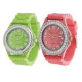 Geneva Platinum Women's Rhinestone-accented Silicone Watch (Set of 2)