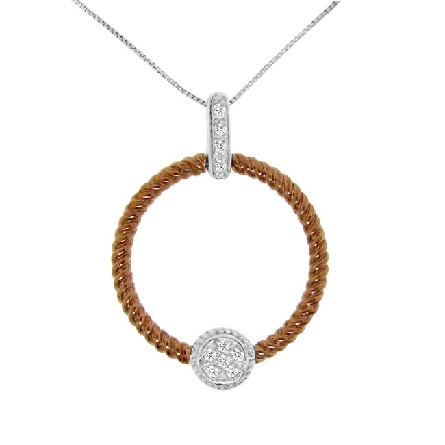   Silver 1/10ct TDW Diamond Circle Necklace (H I, I2 I3)  