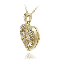 18k Gold Over Silver Diamond Accent Heart Locket Necklace