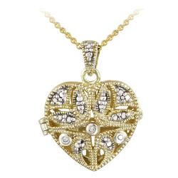18k Gold Over Silver Diamond Accent Heart Locket Necklace