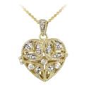 18k Gold Over Silver Diamond Accent Heart Locket Necklace