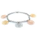 Stainless Steel Floral Charm Bracelet