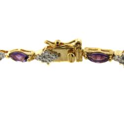 Gem Jolie 18k Gold over Silver Amethyst and Diamond Accent Bracelet