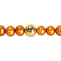 Yellow Silver Citrine, Golden FW Pearl and CZ Necklace (9-9.5 mm)