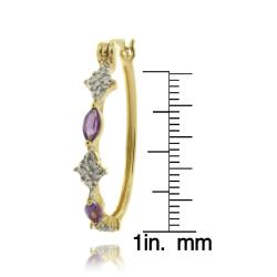 Gem Jolie 18k Gold over Silver Amethyst and Diamond Earrings