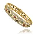 18k Gold over Silver Multi-gemstone and Diamond Accent Bracelet
