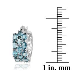 Glitzy Rocks Sterling Silver Swiss 9 CTW Blue Topaz Three-tier Hoop Earrings