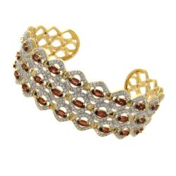 Gem Jolie 18k Gold Over Silver Garnet and Diamond Bracelet