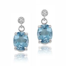 Glitzy Rocks Silver 6.4 CTW Swiss Blue Topaz and Diamond Accent Earrings