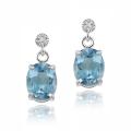 Glitzy Rocks Silver 6.4 CTW Swiss Blue Topaz and Diamond Accent Earrings