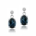 Glitzy Rocks Silver 6.4 CTW London Blue Topaz and Diamond Accent Earrings
