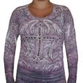 Vocal Long Sleeve Stud Embellished Cross Top