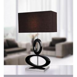 Wood Finish Satin Nickel Table Lamp