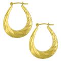 10k Yellow Gold Diamond-cut Twist Oval Hoop Earrings