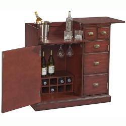 Hand Painted Red Accent Wine Bar Chest