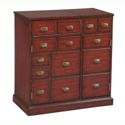 Hand Painted Red Accent Wine Bar Chest