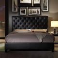 Sophie Dark Brown Vinyl Tufted Full-size Bed