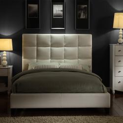 ETHAN HOME Sarajevo White Vinyl Column King-size Platform Bed
