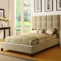 Sarajevo Taupe Velvet Column Queen-size Platform Bed