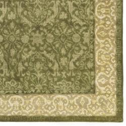 Handmade Silk Road Majestic Green/ Ivory N. Z. Wool Rug (4' x 6')
